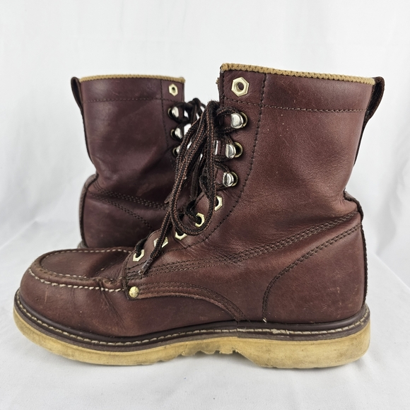 Field N Forest USA Brown Leather Lace Up Mens Work Hunting Boots 9-9.5 EEE - Picture 2 of 12